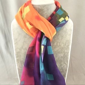 60x20” Multi Color Spring Scarf 40% Silk 60% Poly